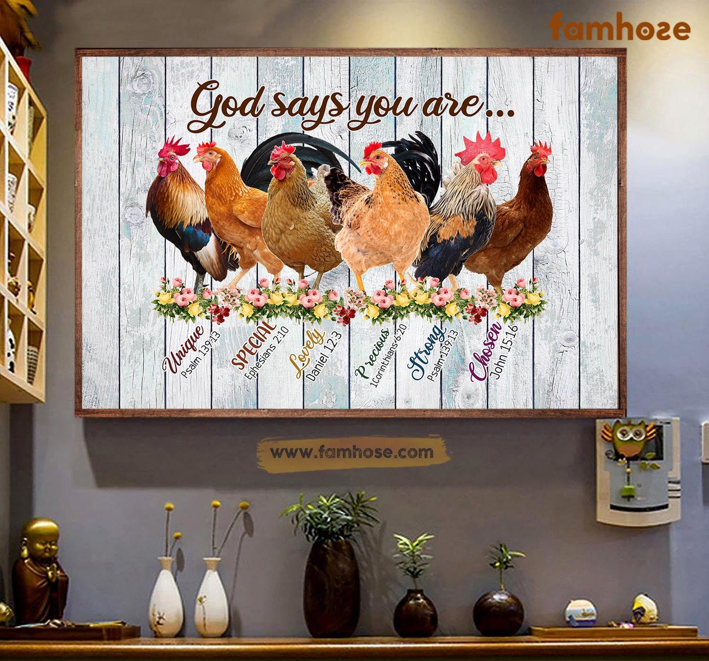 Chicken Poster & Canvas, God Says You Are Unique Special Lovely Precious, Chicken Canvas Wall Art, Poster Gift For Chicken Lovers