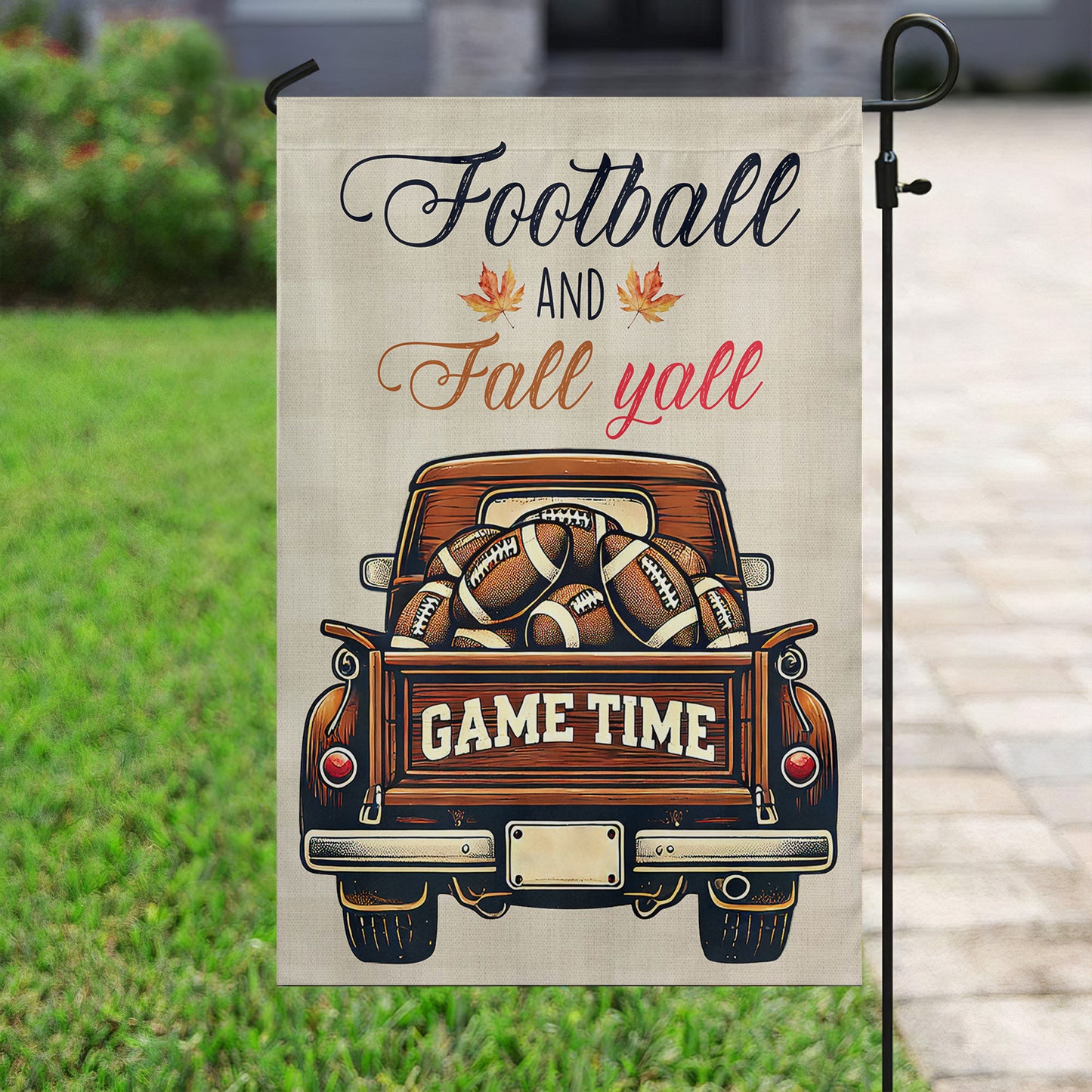 Interesting Football Thanksgiving Garden Flag & House Flag, Football And Fall Yall Thankful Season Outdoor Decor, Yard Decor Gift