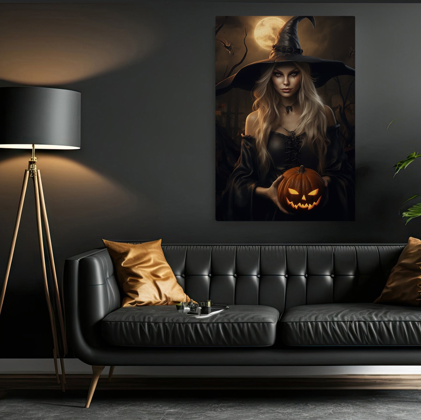 Dengmore 5d Halloween Midnight Witch Living Room Decoration Painting Coffee  