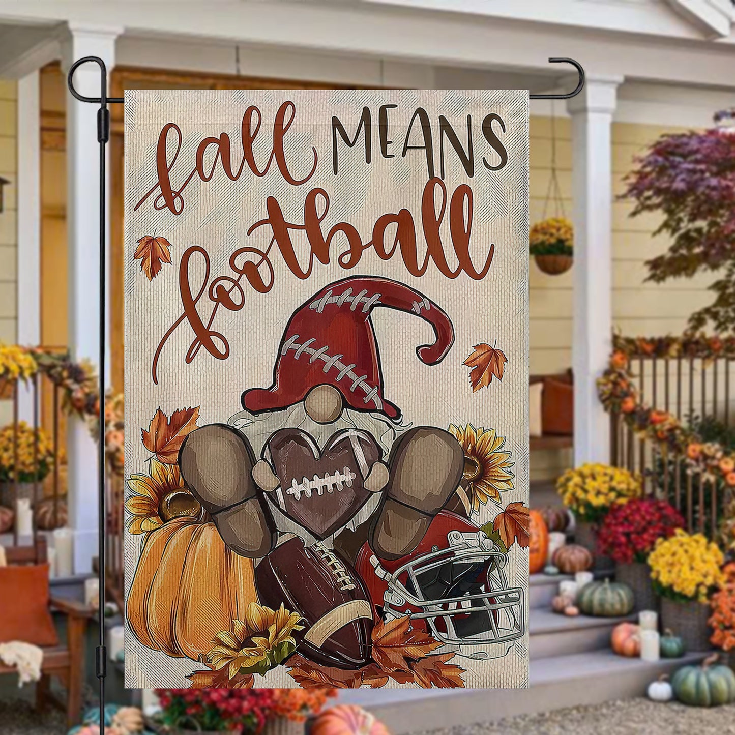 Interesting Football Thanksgiving Garden Flag & House Flag, Fall Means Football Thankful Season Outdoor Decor, Yard Decor Gift For Football Lovers