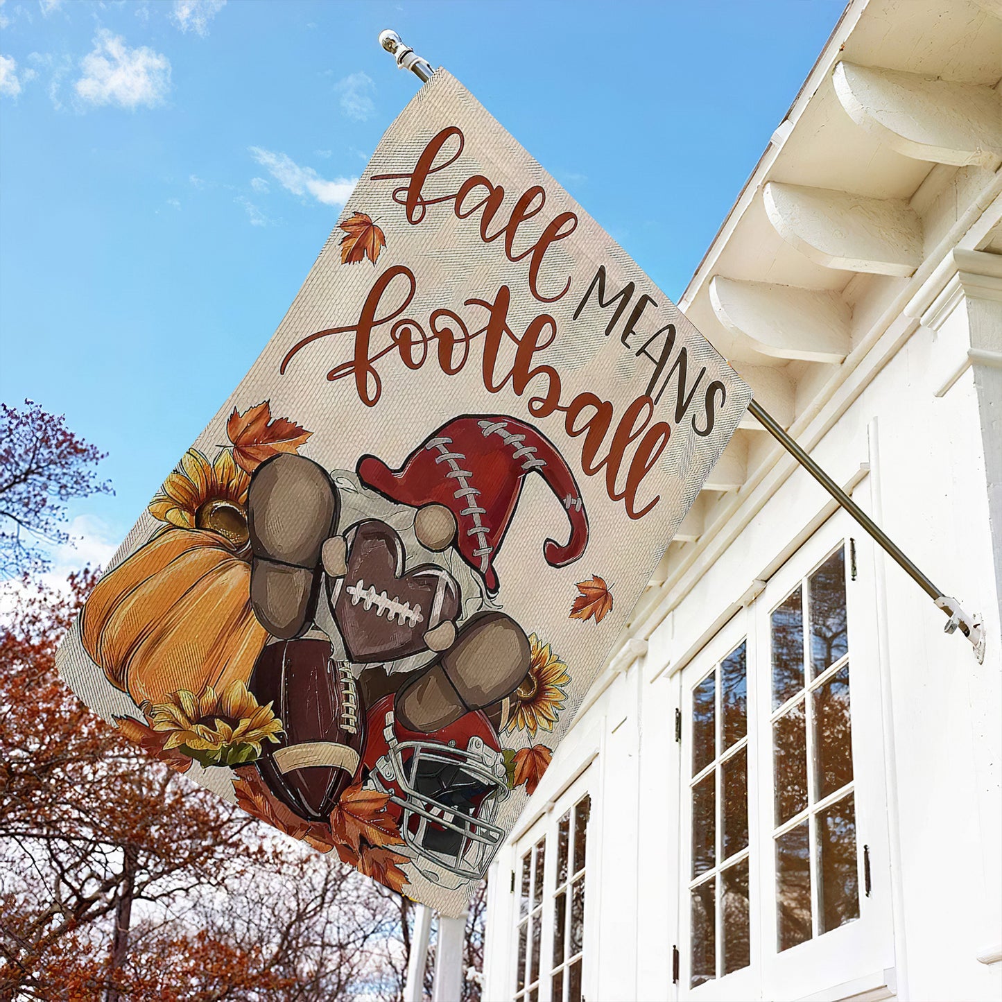 Interesting Football Thanksgiving Garden Flag & House Flag, Fall Means Football Thankful Season Outdoor Decor, Yard Decor Gift For Football Lovers