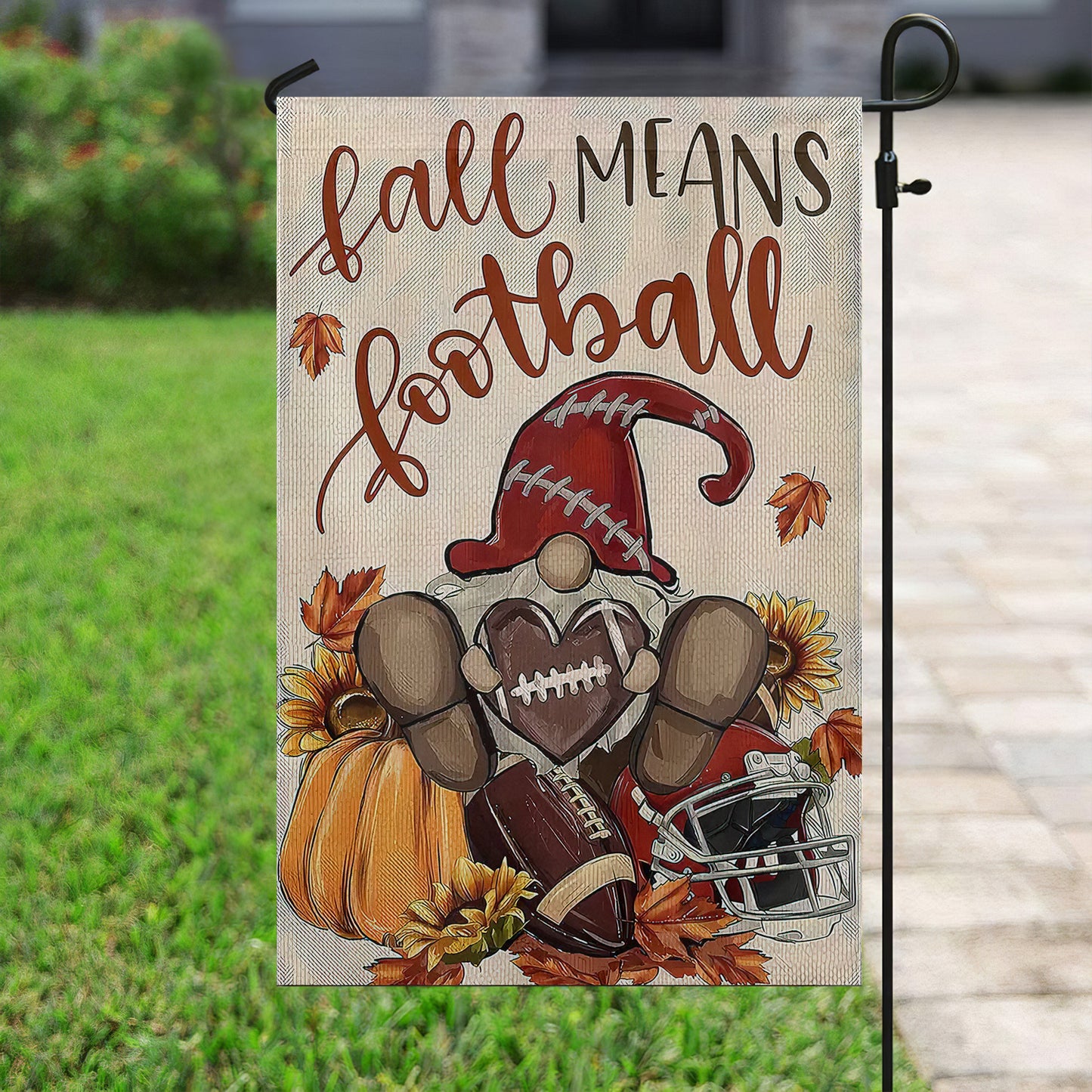 Interesting Football Thanksgiving Garden Flag & House Flag, Fall Means Football Thankful Season Outdoor Decor, Yard Decor Gift For Football Lovers