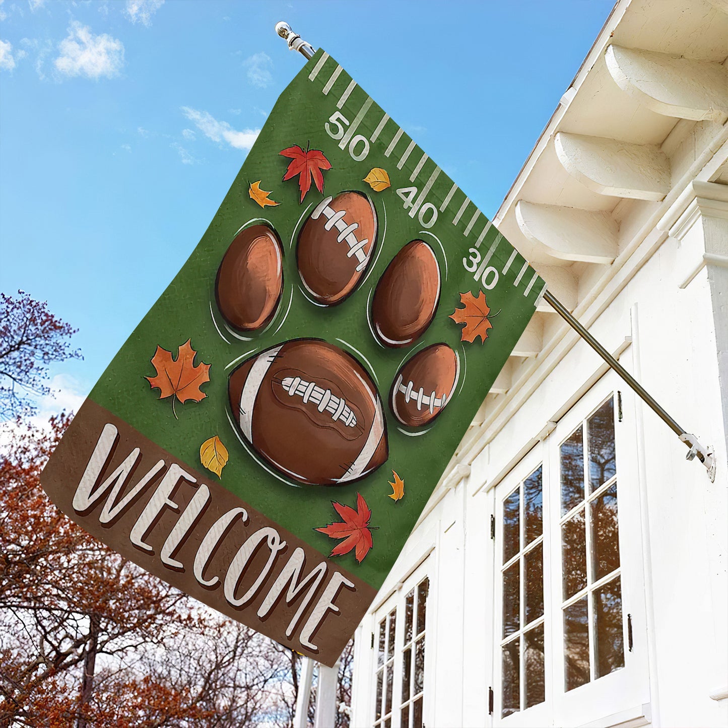 Thanksgiving Football Garden Flag & House Flag, Welcome Thankful Outdoor Decor, Yard Decor Gift For Football Lovers