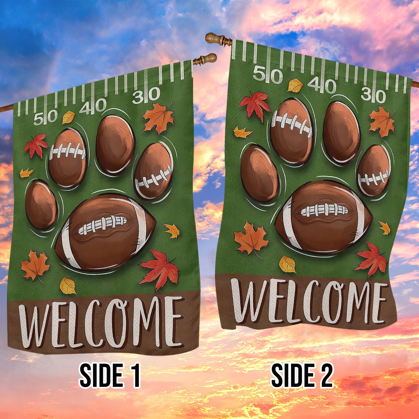 Thanksgiving Football Garden Flag & House Flag, Welcome Thankful Outdoor Decor, Yard Decor Gift For Football Lovers