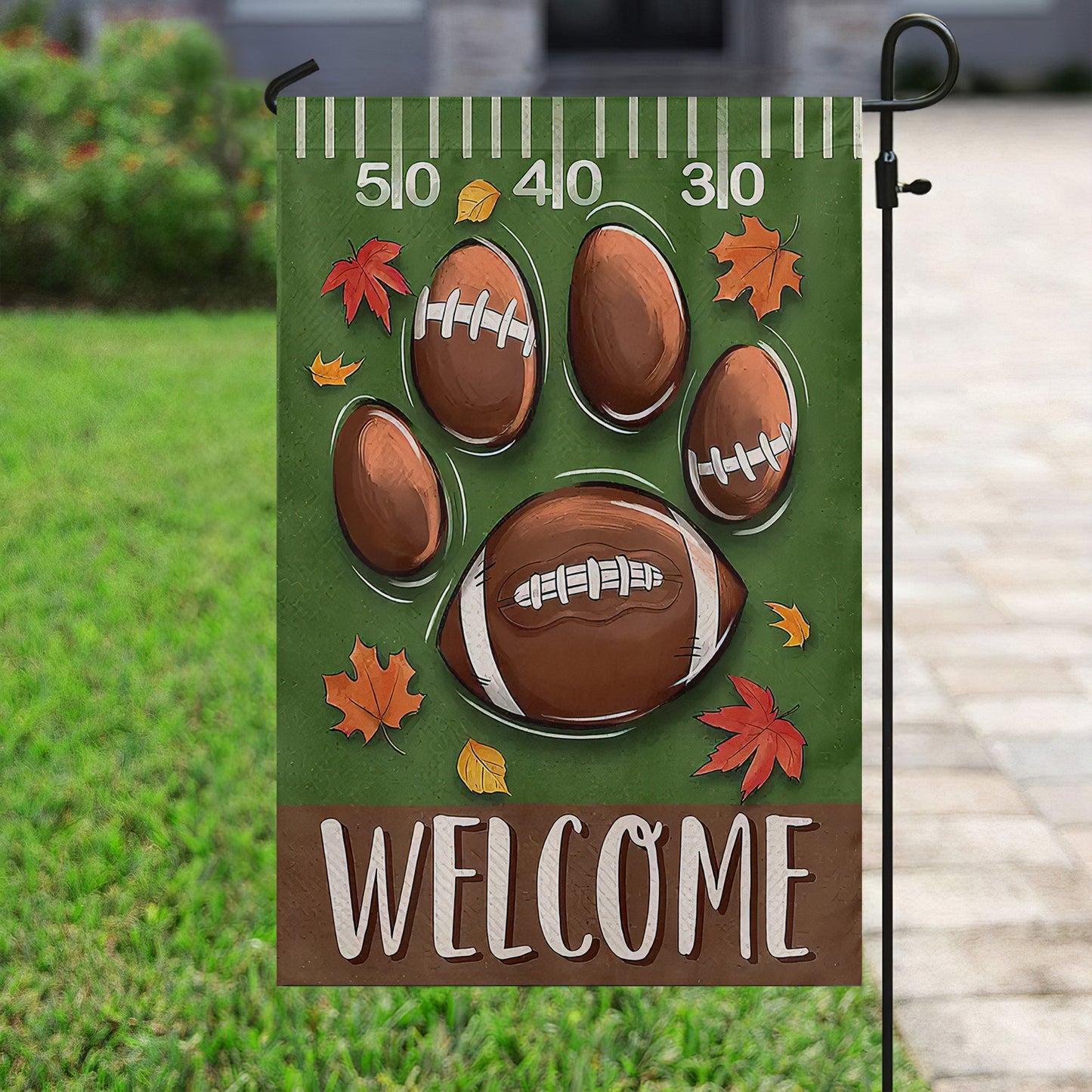 Thanksgiving Football Garden Flag & House Flag, Welcome Thankful Outdoor Decor, Yard Decor Gift For Football Lovers