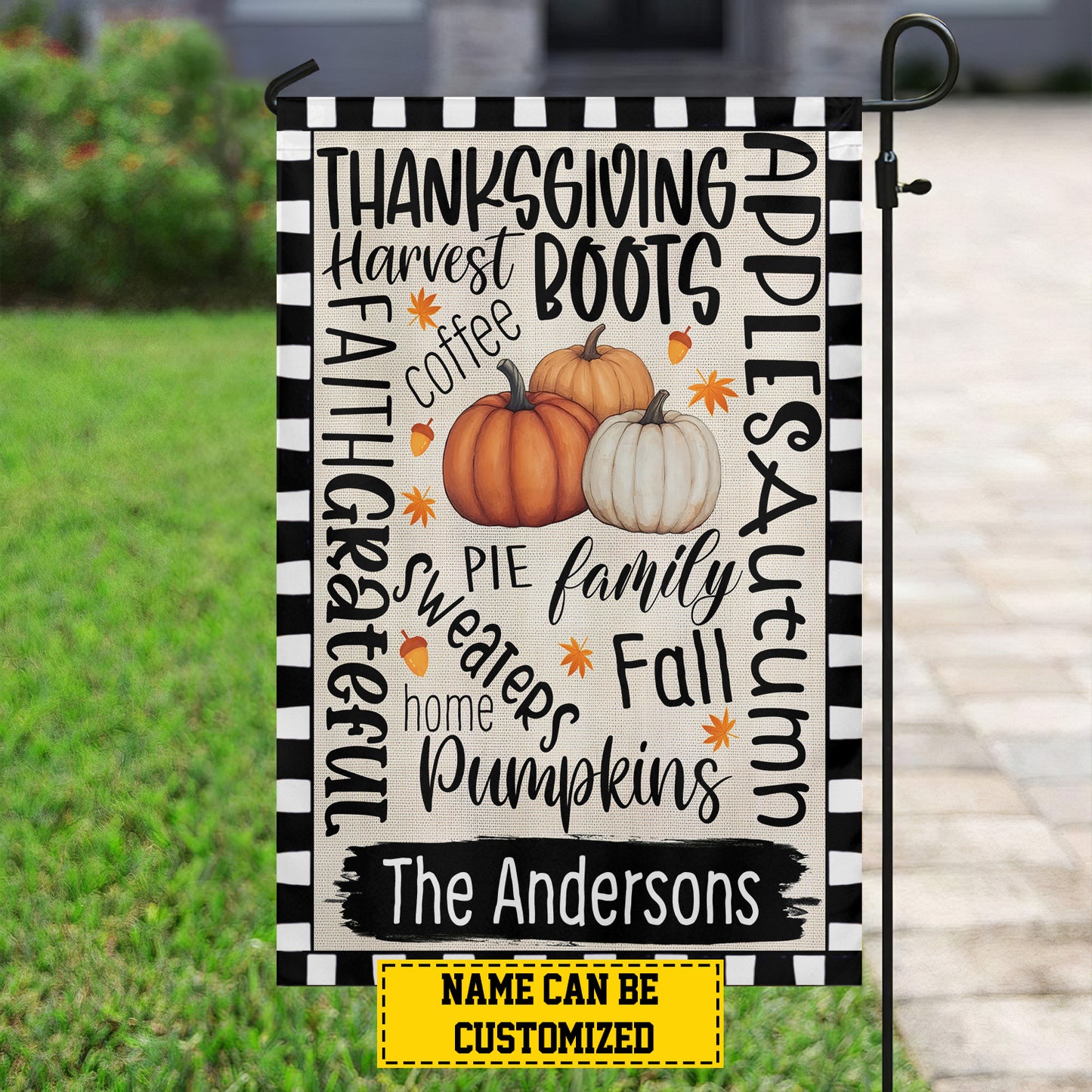 Personalized Thanksgiving Pumpkin Garden Flag & House Flag, Thanksgiving Boots Outdoor Decor, Yard Decor Gift For Pumpkin Lovers