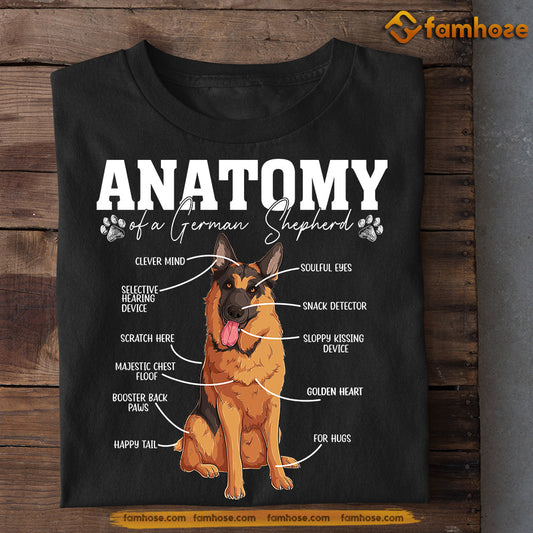 Dog T-shirt, Anatomy Of A German Shepherd Clever Mind Golden Heart, Gift For Dog Lovers, Dog Owners, Dog Tees