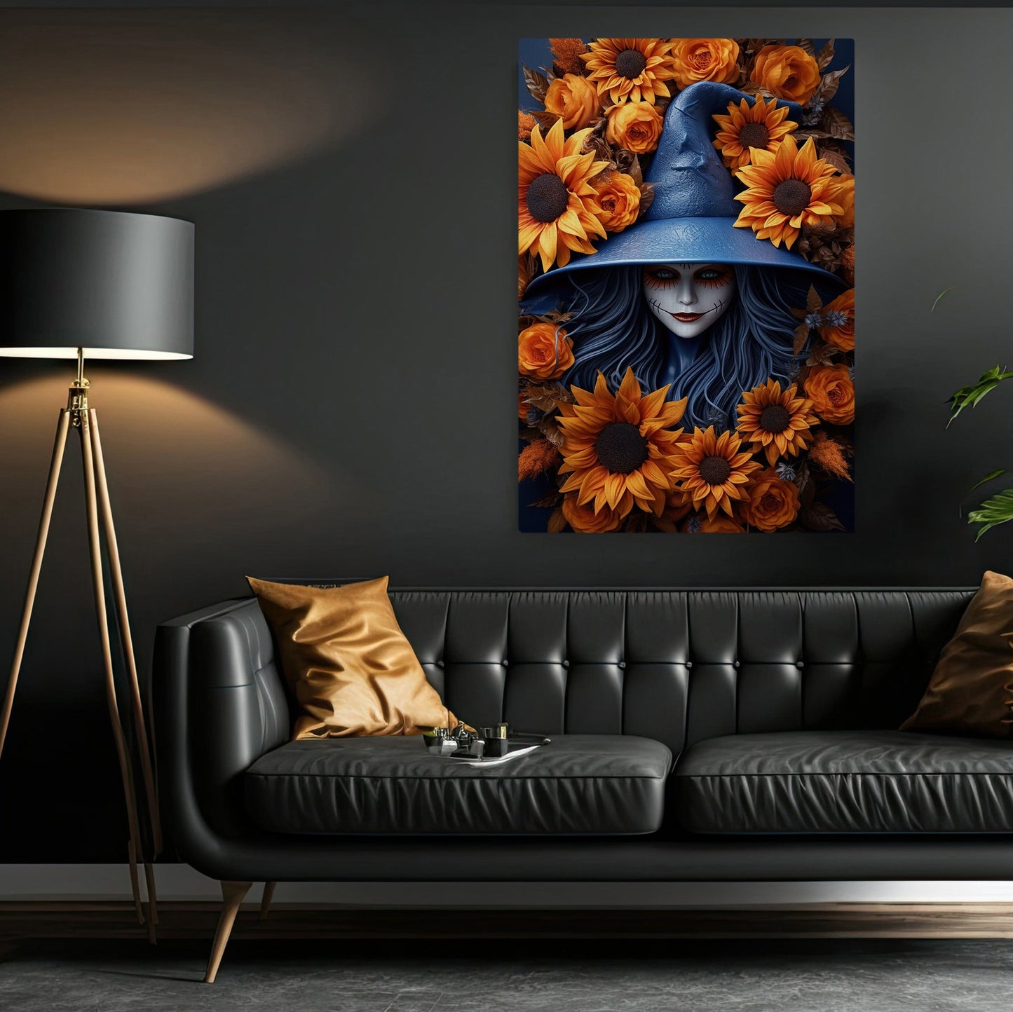 Floral Spooky Witch Vintage Gothic Wall Art Print - Dark Academia Spirit Witchy Halloween Wall Decor
