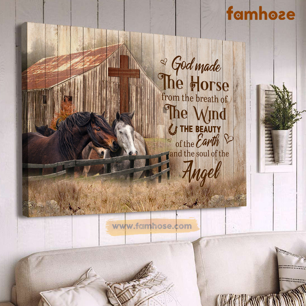 Horse Poster & Canvas, God Made The Horse From The Breath Of The Wind, Horse Canvas Wall Art, Poster Gift For Horse Lovers