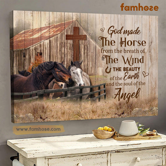 Horse Poster & Canvas, God Made The Horse From The Breath Of The Wind, Horse Canvas Wall Art, Poster Gift For Horse Lovers