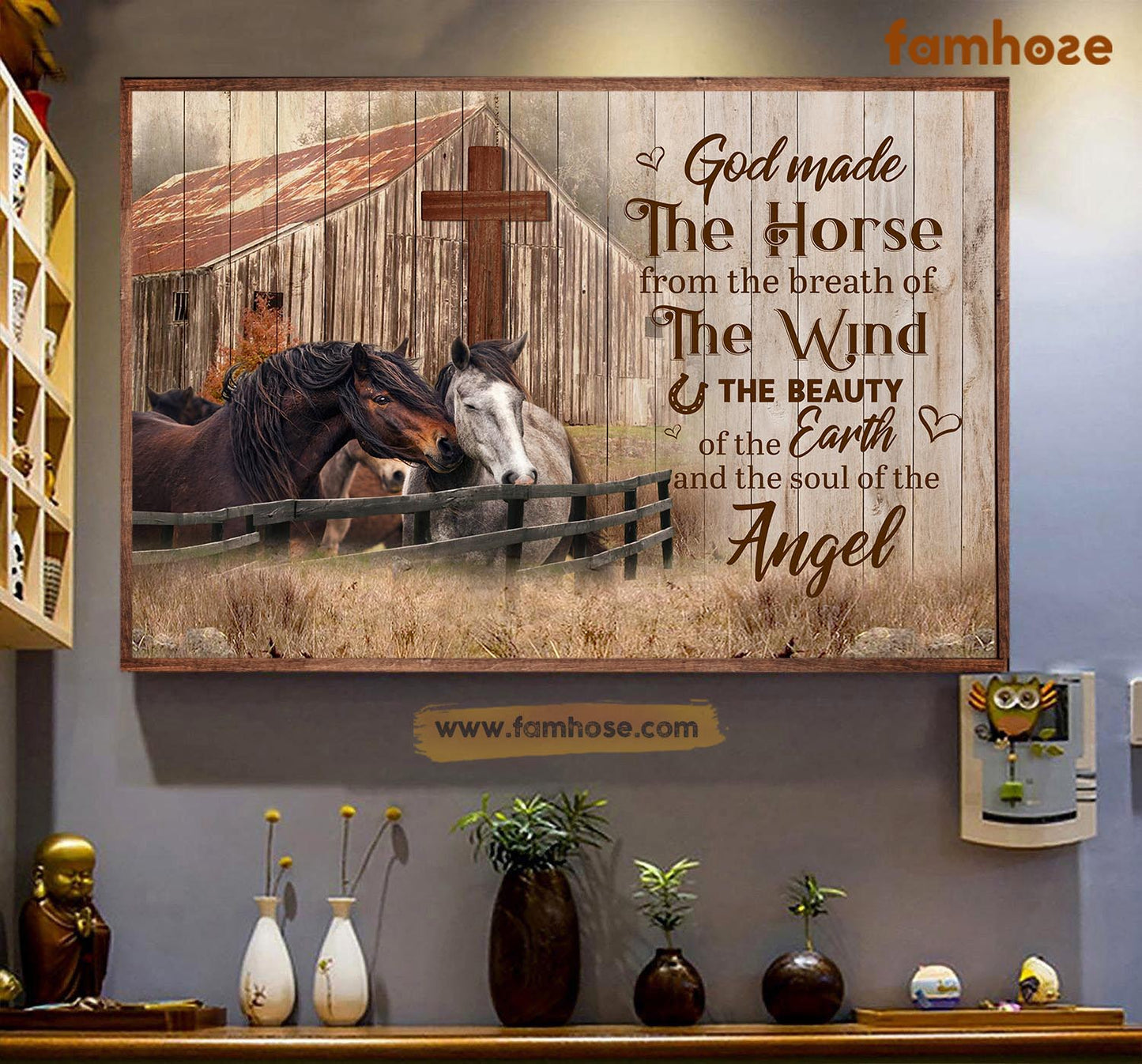 Horse Poster & Canvas, God Made The Horse From The Breath Of The Wind, Horse Canvas Wall Art, Poster Gift For Horse Lovers