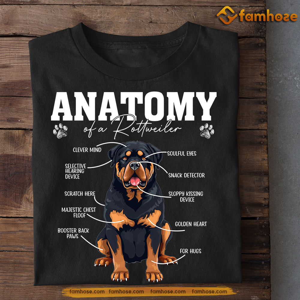 Dog T-shirt, Anatomy Of A Rottweiler Clever Mind Golden Heart, Gift For Dog Lovers, Dog Owners, Dog Tees