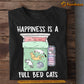 Funny Cat T-shirt, Happiness Is A Full Bed Cats, Gift For Cat Lovers, Cat Owners, Cat Tees