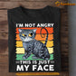 Vintage Cat T-shirt, I'm Not Angry Just My Face, Gift For Cat Lovers, Cat Owners, Cat Tees