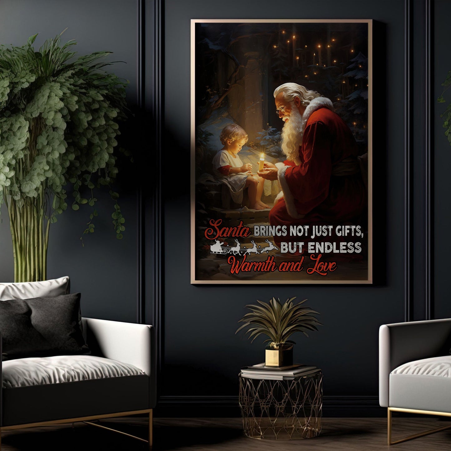 Santa Brings Not Just Gifts, But Endless Warmth And Love, Santa Claus Christmas Canvas Painting, Xmas Wall Art Decor - Christmas Poster Gift