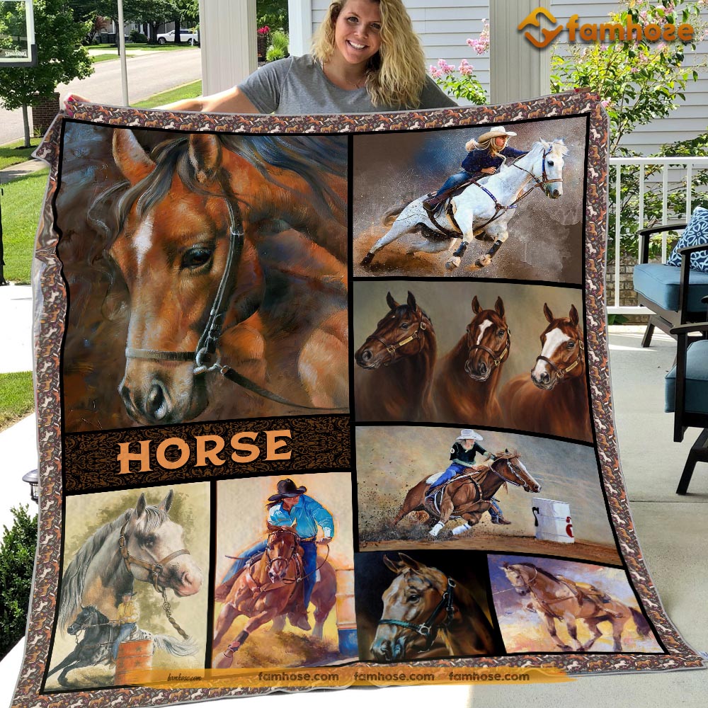 Barrel Racing Blanket, Barrel Racing Fleece Blanket - Sherpa Blanket Gift For Barrel Racing Lover