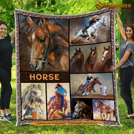 Barrel Racing Blanket, Barrel Racing Fleece Blanket - Sherpa Blanket Gift For Barrel Racing Lover