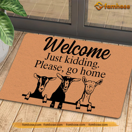 Goat Doormat, Welcome Just Kidding Go Home Gift For Goat Lovers, New Home Gift, Housewarming Gift, Goat Decor