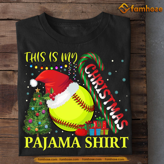 Christmas Softball T-shirt, This Is My Christmas Pajama Shirt, Xmas Gift For Softball Lovers, Softball Players