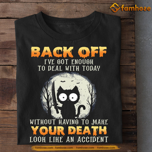 Halloween Cat T-shirt, Back Off, Spooky Season Gift For Cat Lovers, Cat Owners Tee