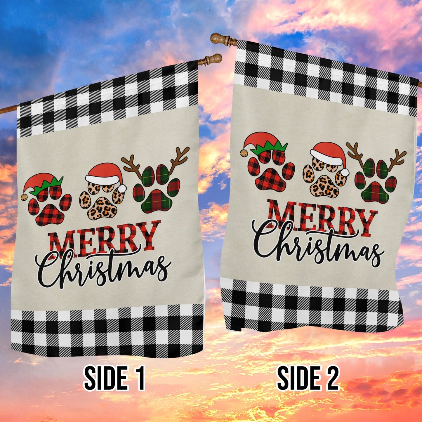 Merry Christmas Dogshoes Brighten, Dog Xmas Garden Flag & House Flag, Christmas Flag Gift For Dog Lovers