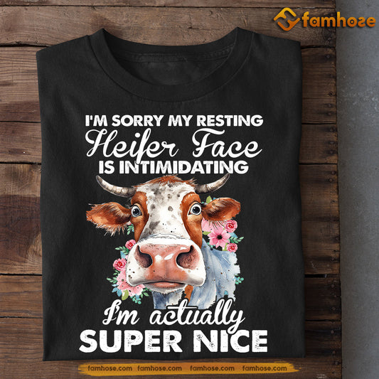 Cow T-shirt, I'm Sorry My Resting Heifer Face Is Intimidating, Gift For Cow Lovers, Cow Tees, Farmers Tees