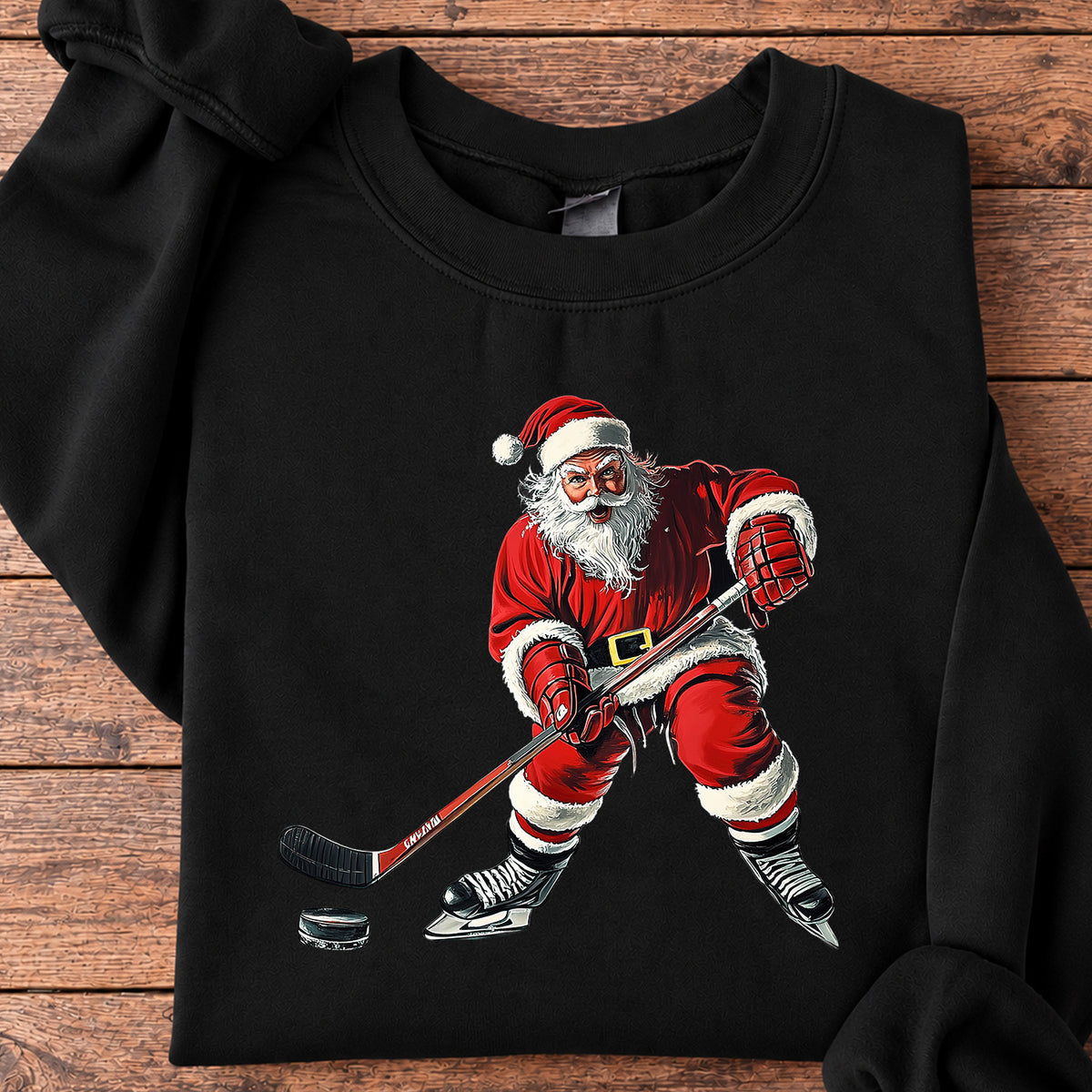 Santa Hockey Christmas Sweatshirt, Sports Crewneck Sweatshirt Gift For Hockey Lovers