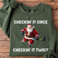 Santa Hockey Christmas Sweatshirt, Checkin It Once Checkin It Twice Sports Crewneck Sweatshirt Gift For Hockey Lovers