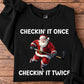 Santa Hockey Christmas Sweatshirt, Checkin It Once Checkin It Twice Sports Crewneck Sweatshirt Gift For Hockey Lovers