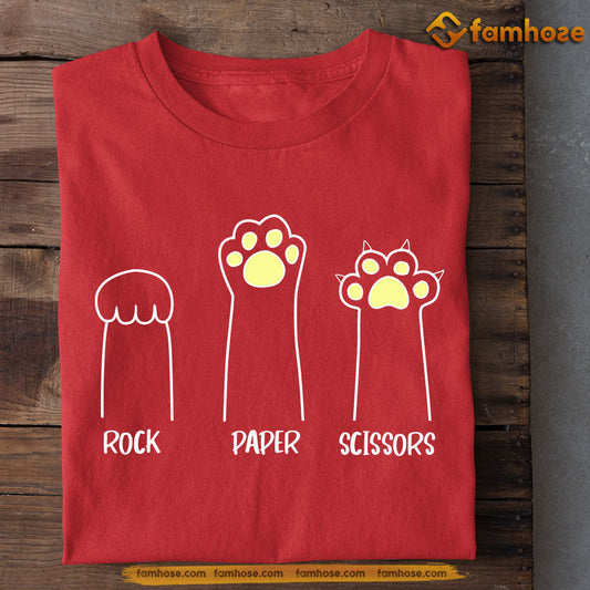 Cute Cat T-shirt, Rock Paper Paws Gift For Cat Lovers, Cat Tees, Cat Owners