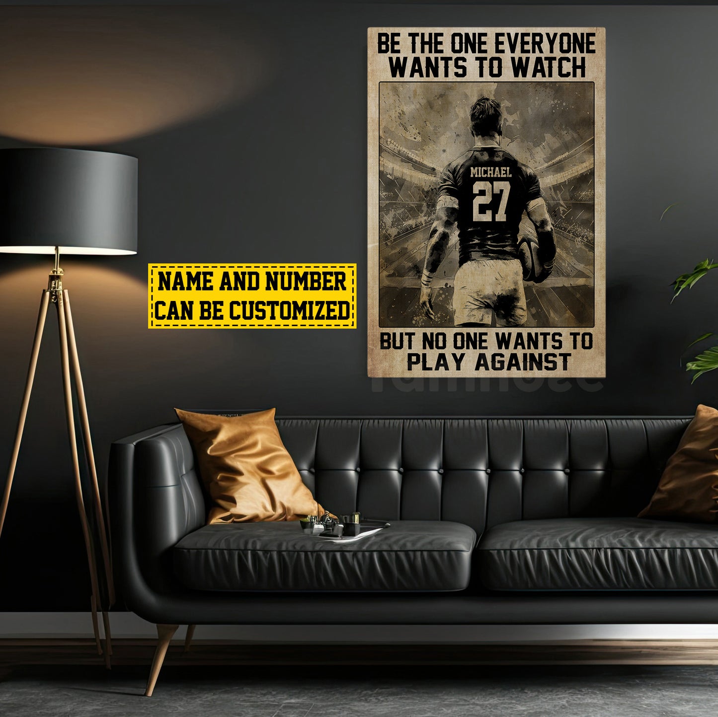 Personalized Rugby Boy Canvas Painting, Be The One Everyone Wants To Watch, Sports Wall Art Decor, Poster Gift For Rugby Lovers