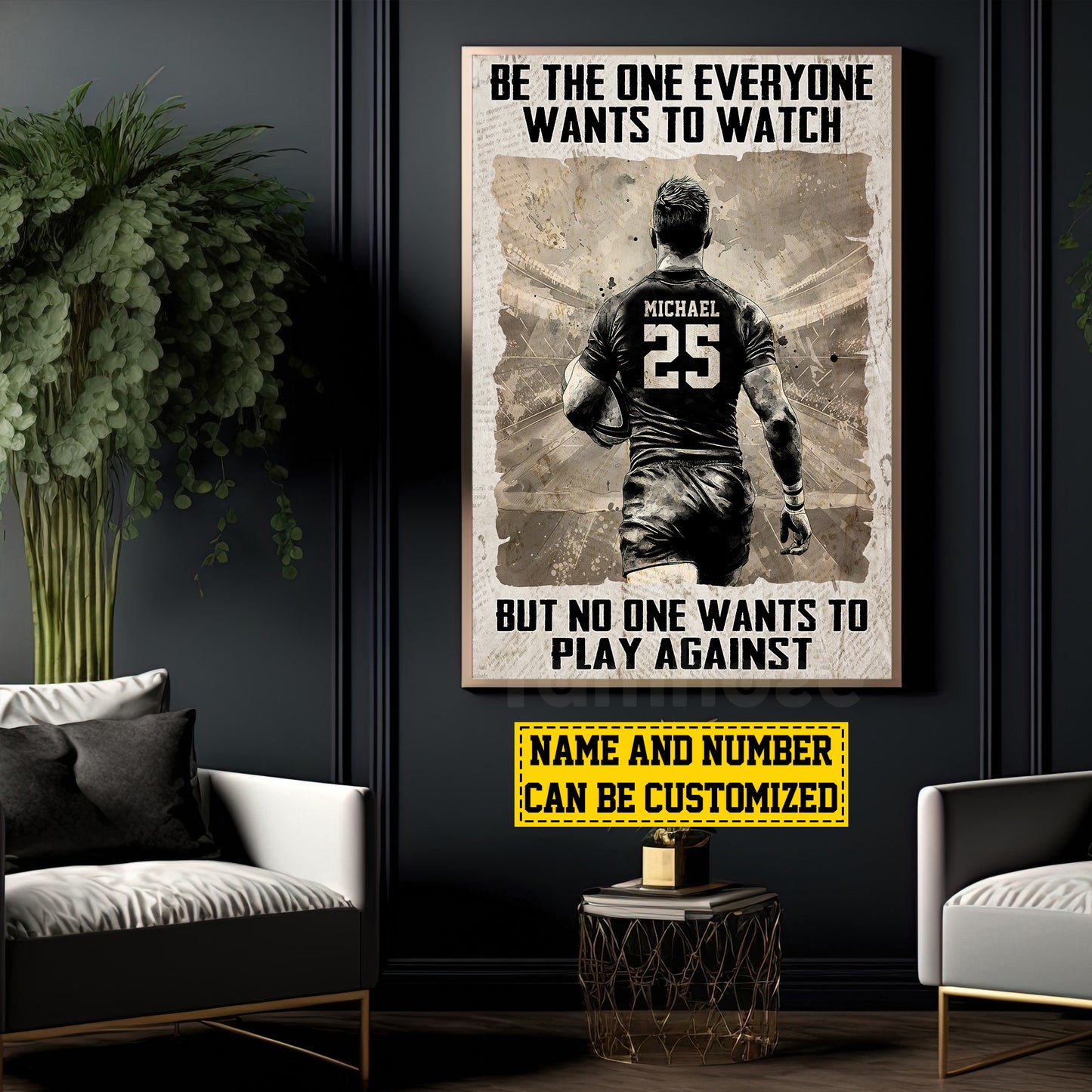 Personalized Motivational Rugby Boy Canvas Painting, Be The One Everyone Wants To, Sports Wall Art Decor, Poster Gift For Rugby Lovers