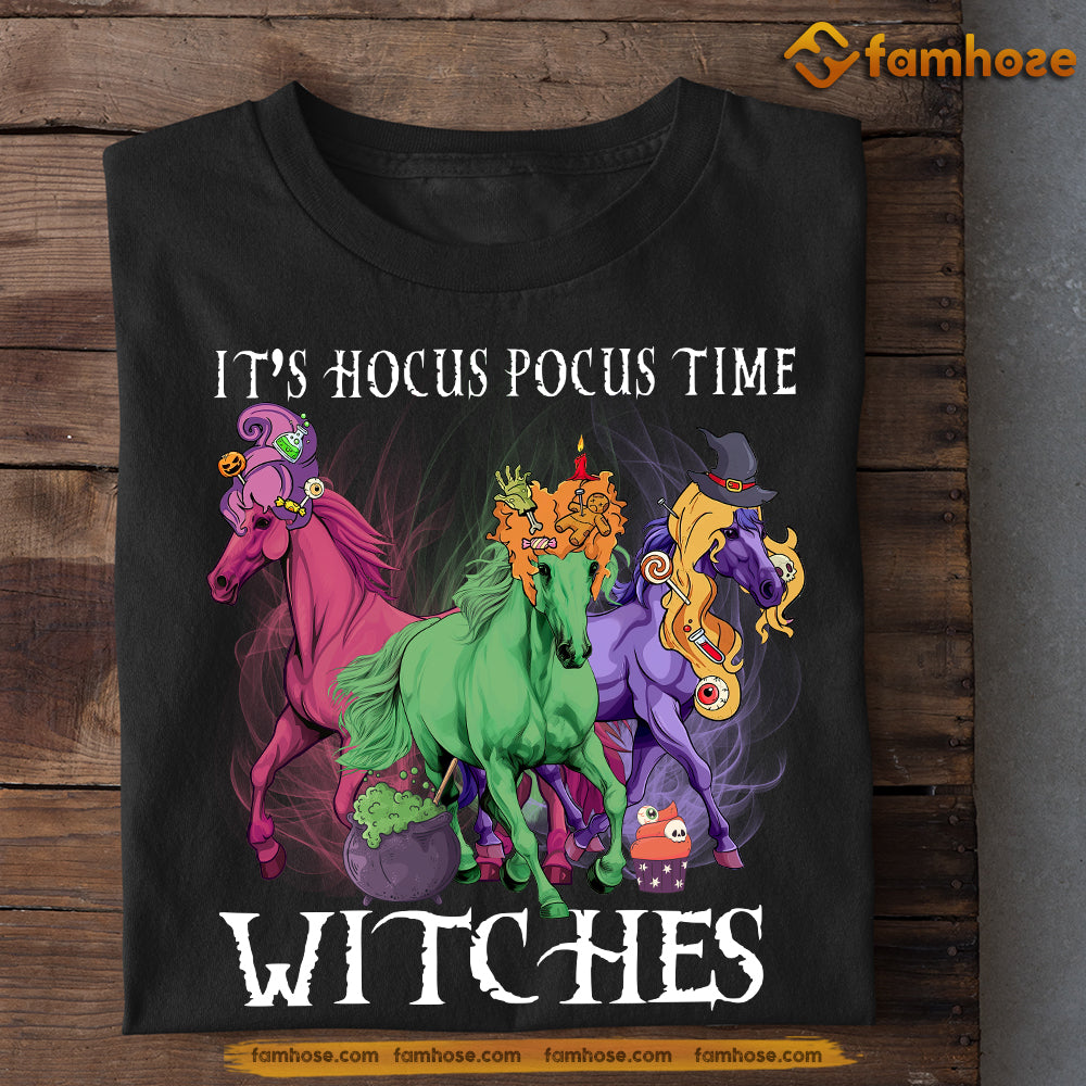 Horse Halloween T-shirt, It's Hocus Pocus Time Witches, Gift For Horse Lovers, Horse Riders, Equestrians