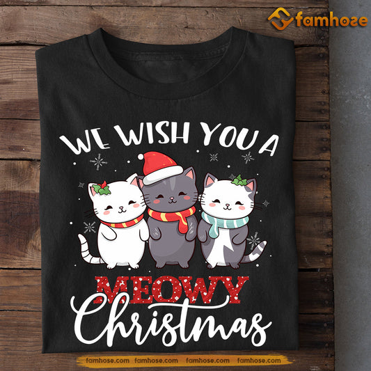 Cat Christmas T-shirt, We Wish You A Meowy Christmas, Gift For Cat Lovers, Cat Tees, Cat Owners