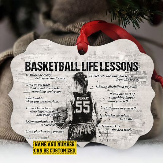 Personalized Basketball Girl Christmas Ornament, Basketball Life Lessons, Xmas Aluminum Ornament Gift For Basketball Lovers