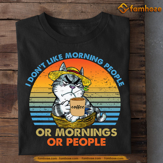 Vintage Cat T-shirt, I Don't Like Morning People, Gift For Cat Lovers, Cat Tees, Cat Owners