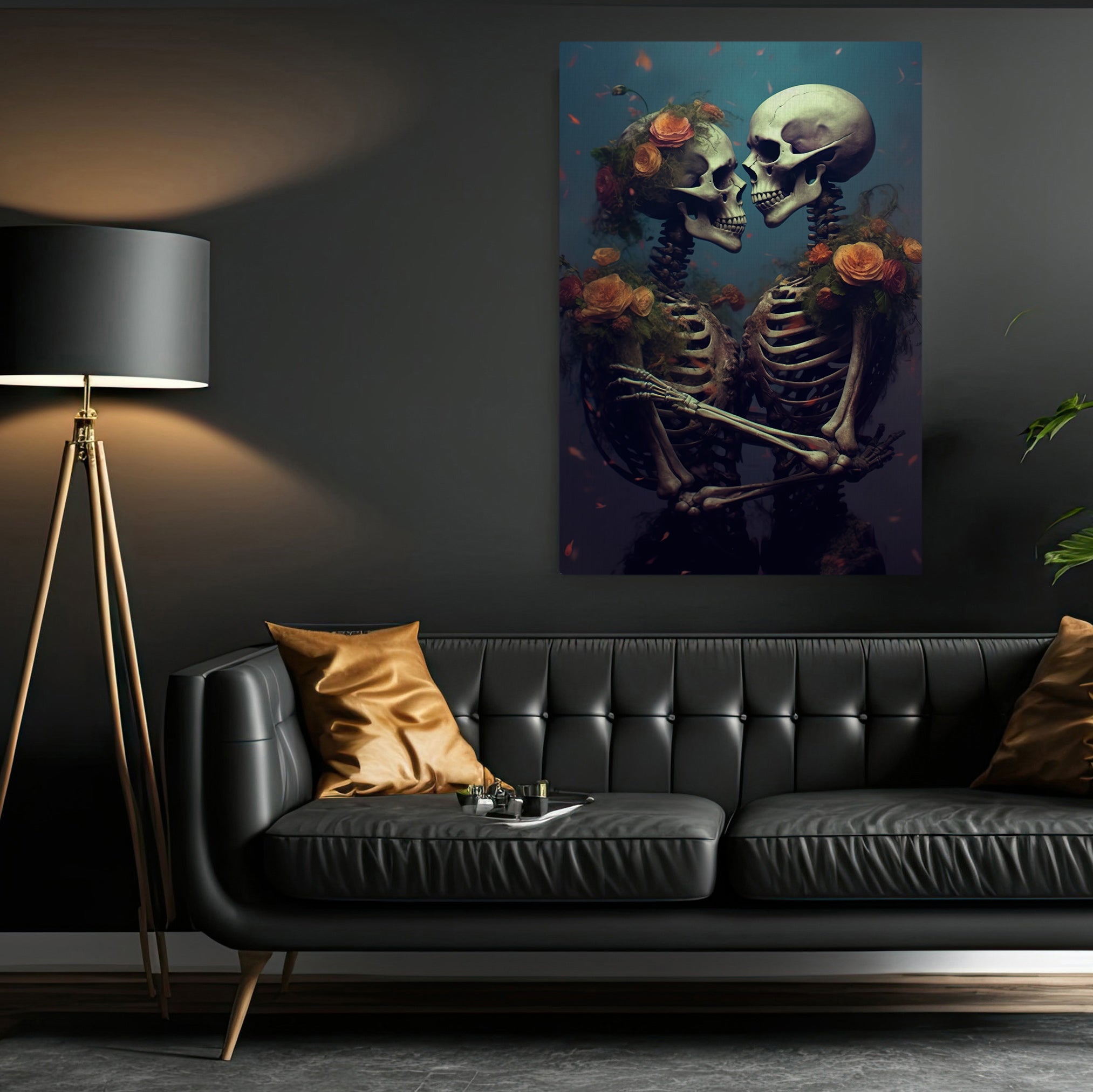 Love me eternally. Original artwork. deals Gothic, skull, skeleton and dark painting. Gothic Home decor.