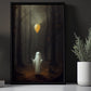 Baby Ghost Hold Balloon Halloween Canvas Painting, Wall Art Decor - Dark Ghost Halloween Poster Gift