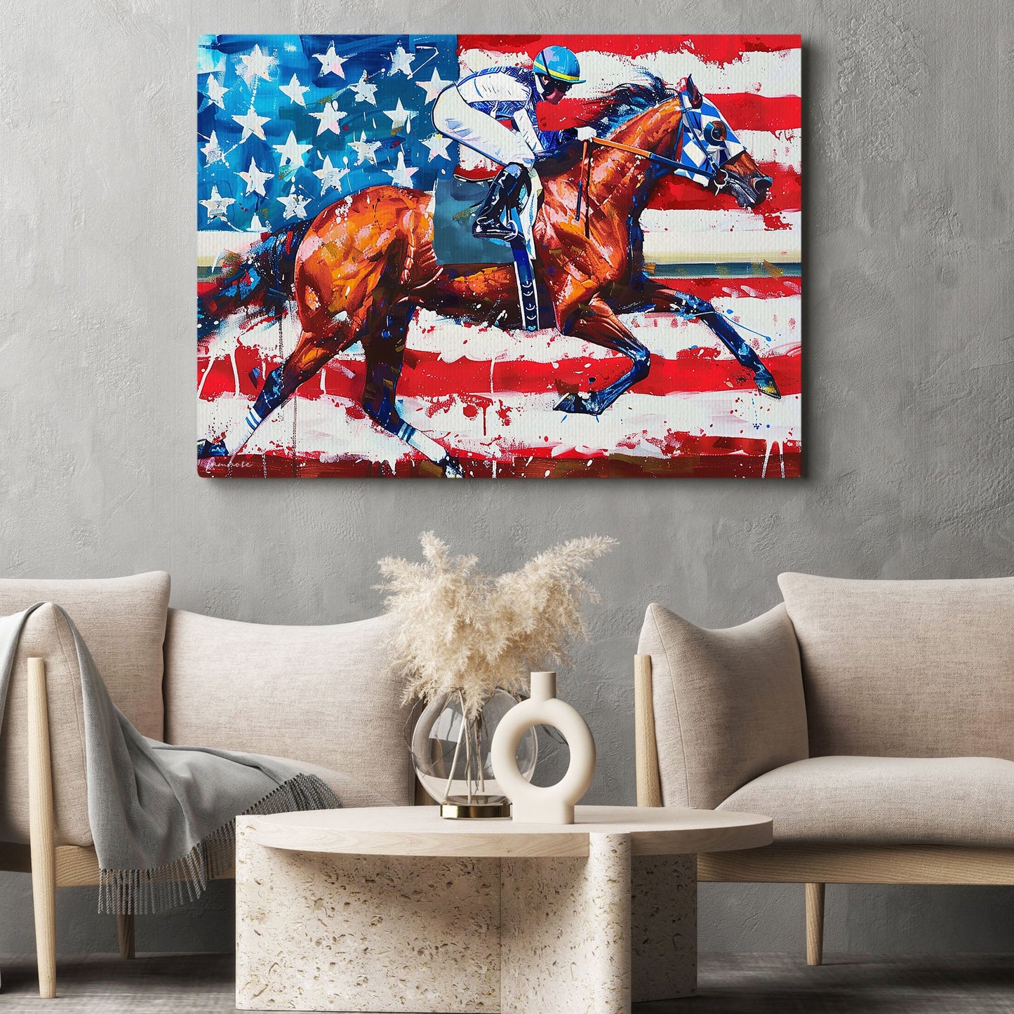 Secretariat Canvas Painting, The Patriot's Gallop With Secretariat, Jockey Wall Art Decor, Poster Gift For Horse Racing Lovers