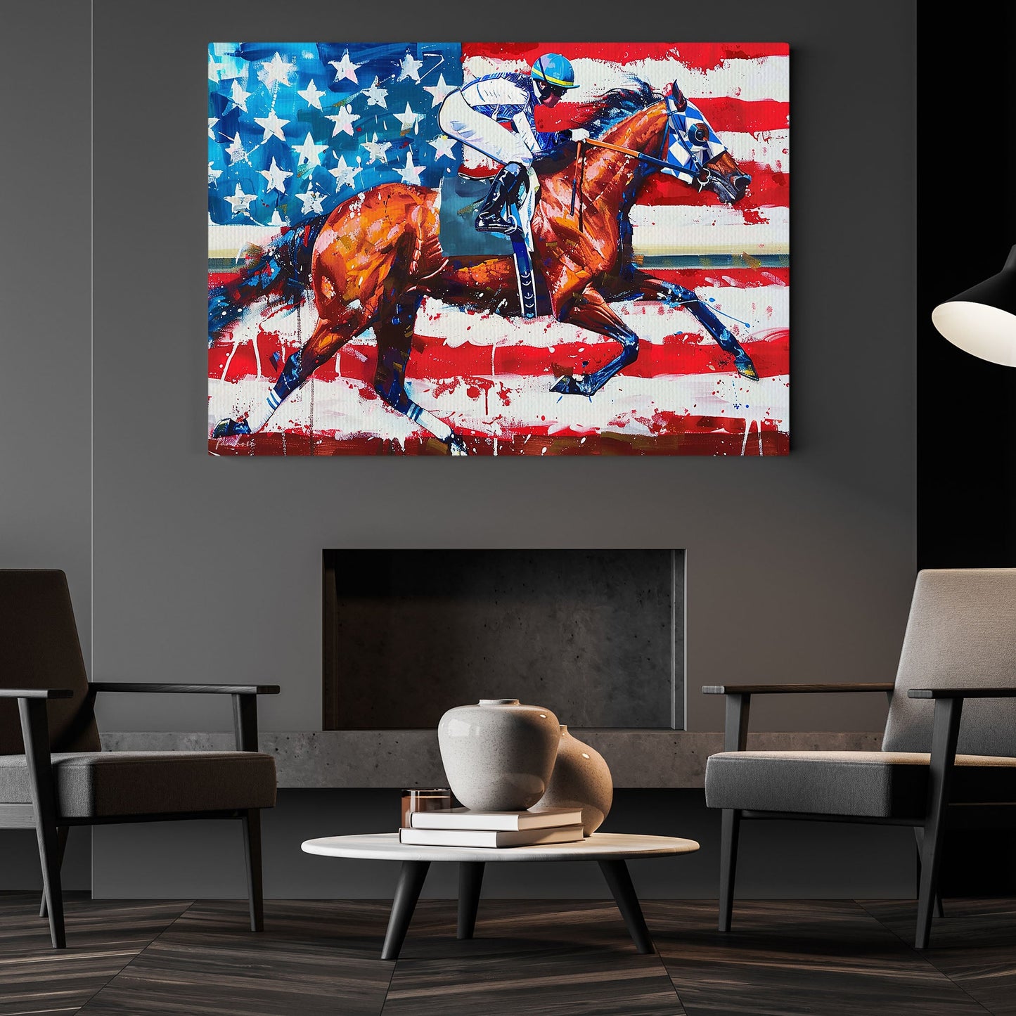 Secretariat Canvas Painting, The Patriot's Gallop With Secretariat, Jockey Wall Art Decor, Poster Gift For Horse Racing Lovers