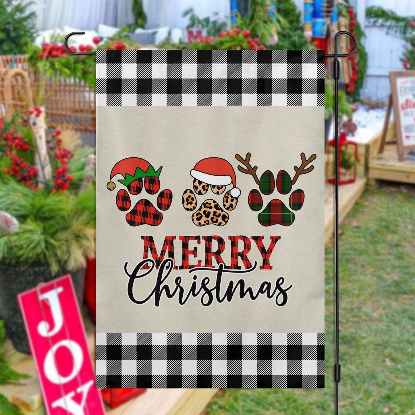 Merry Christmas Dogshoes Brighten, Dog Xmas Garden Flag & House Flag, Christmas Flag Gift For Dog Lovers