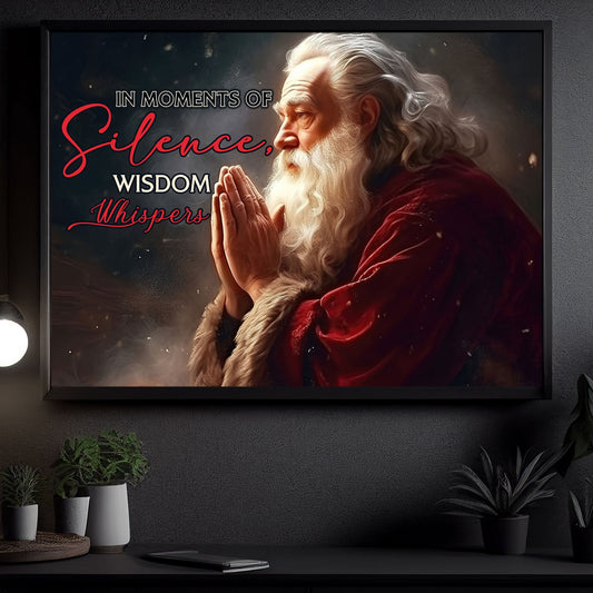 In Moments Of Silence, Wisdom Whispers, Santa Claus Christmas Canvas Painting, Xmas Wall Art Decor - Christmas Poster Gift