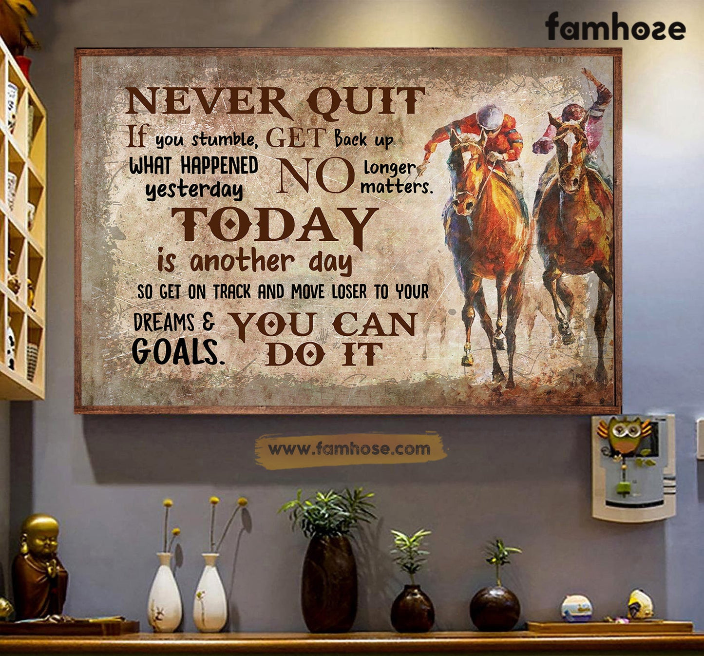 Horse Poster/Canvas, Never Quit If You Stumble Get Back Up Today Is Another Day, Horse Canvas Wall Art, Poster Gift For Horse Lovers