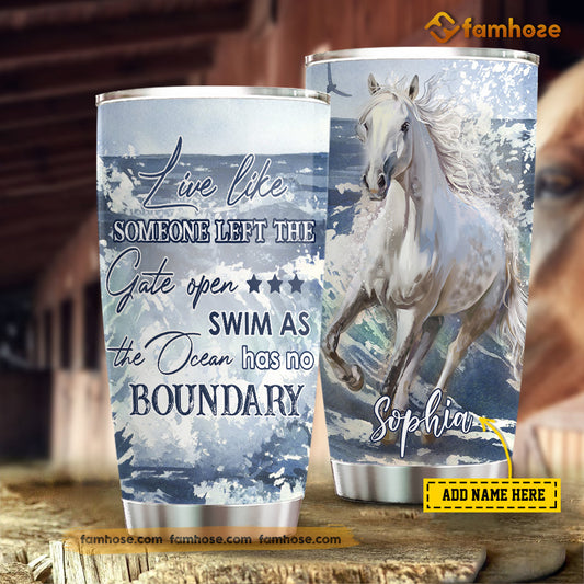 Personalized Horse Tumbler, Live Like Someone Left The Gate Open Stainless Steel Tumbler, Tumbler Gifts For Horse Lovers