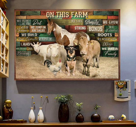 Farm Poster & Canvas, On This Farm We Play In The Dirt We Live Simply Grow Strong, Farmer Canvas Wall Art, Poster Gift For Farm Lovers