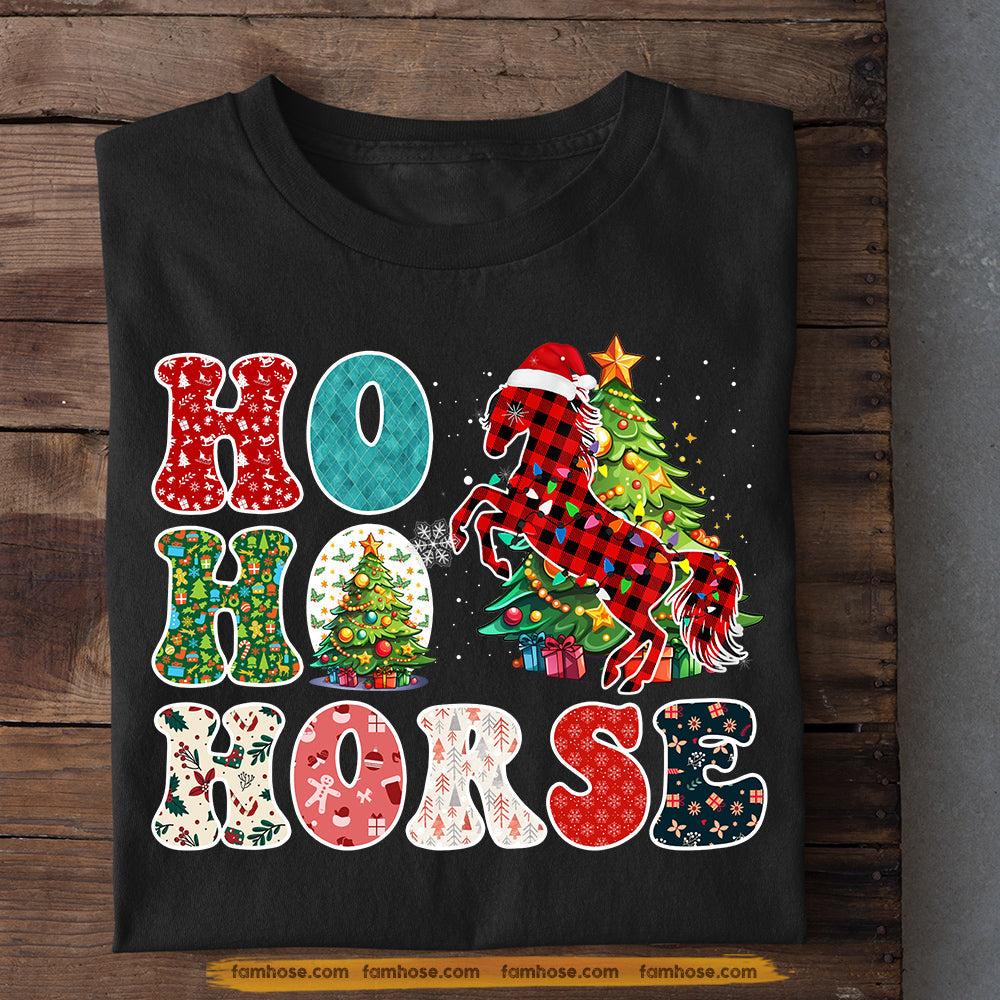 Cute Horse Christmas T-shirt, Ho Ho Horse, Gift For Horse Lovers, Horse Riders, Equestrians