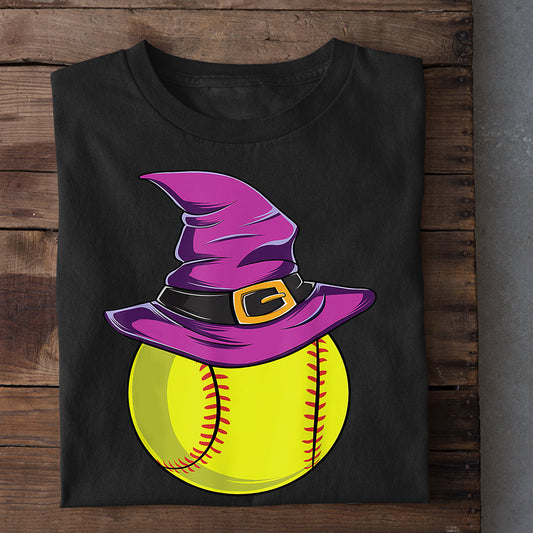 Halloween Softball T-shirt, Softball Wear A Witch Hat, Gift For Softball Lovers, Softball Tees