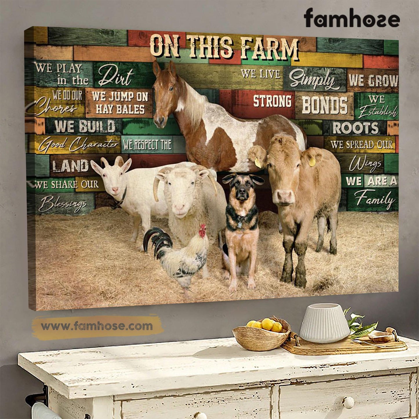 Farm Poster & Canvas, On This Farm We Play In The Dirt We Live Simply Grow Strong, Farmer Canvas Wall Art, Poster Gift For Farm Lovers