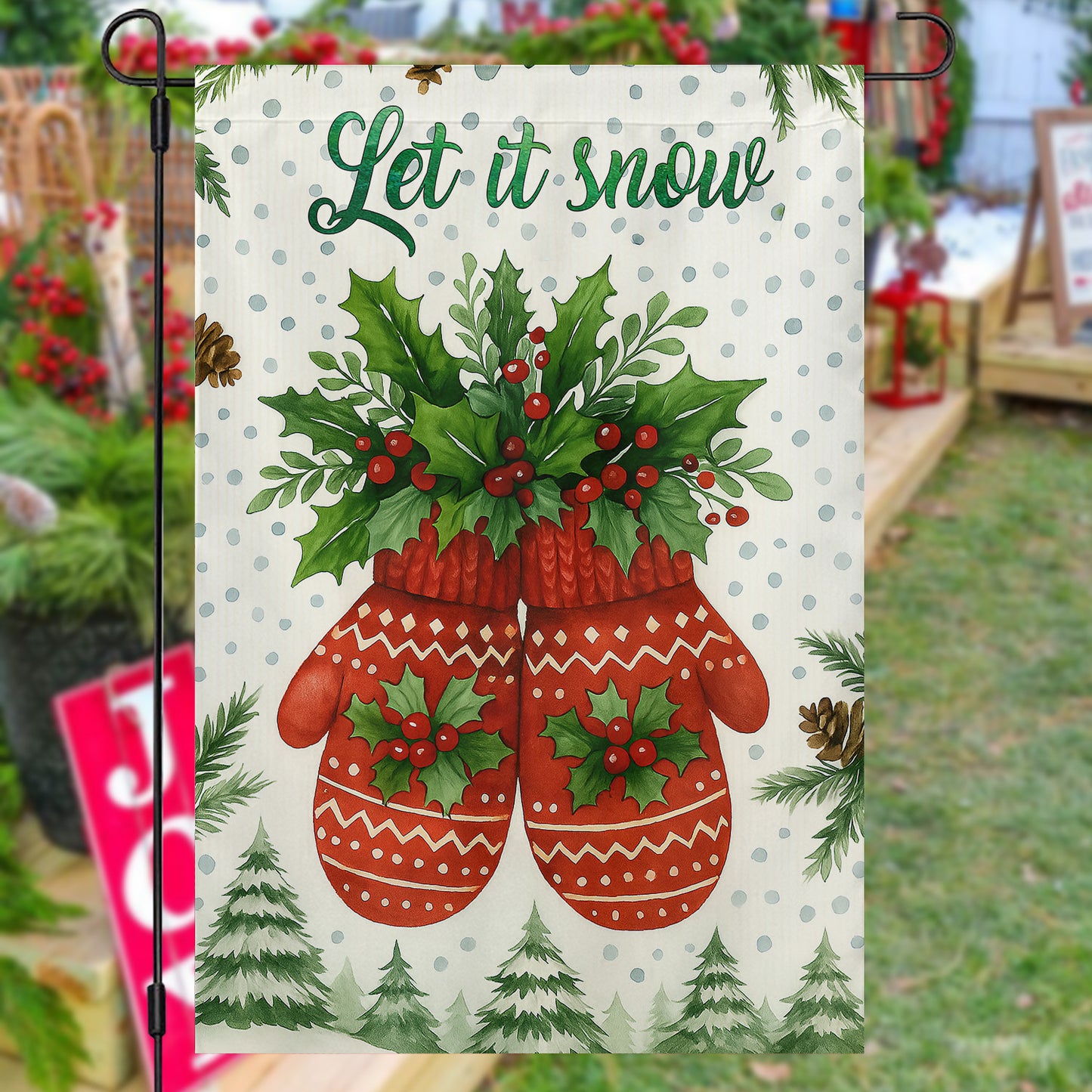 Christmas Garden & House Flag, Let It Snow Yard Flag, Xmas Gift