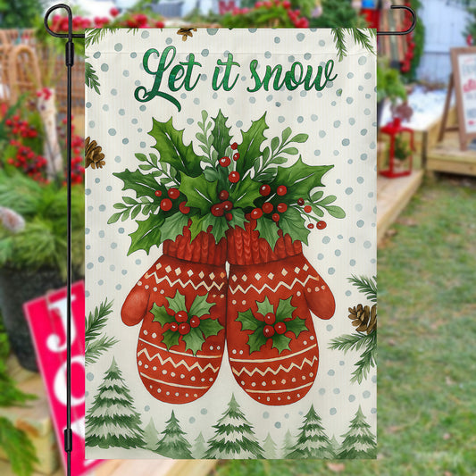 Christmas Garden & House Flag, Let It Snow Yard Flag, Xmas Gift